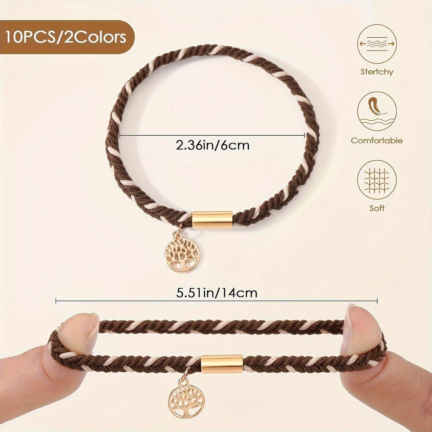 pulseras de pelo de nailon color café