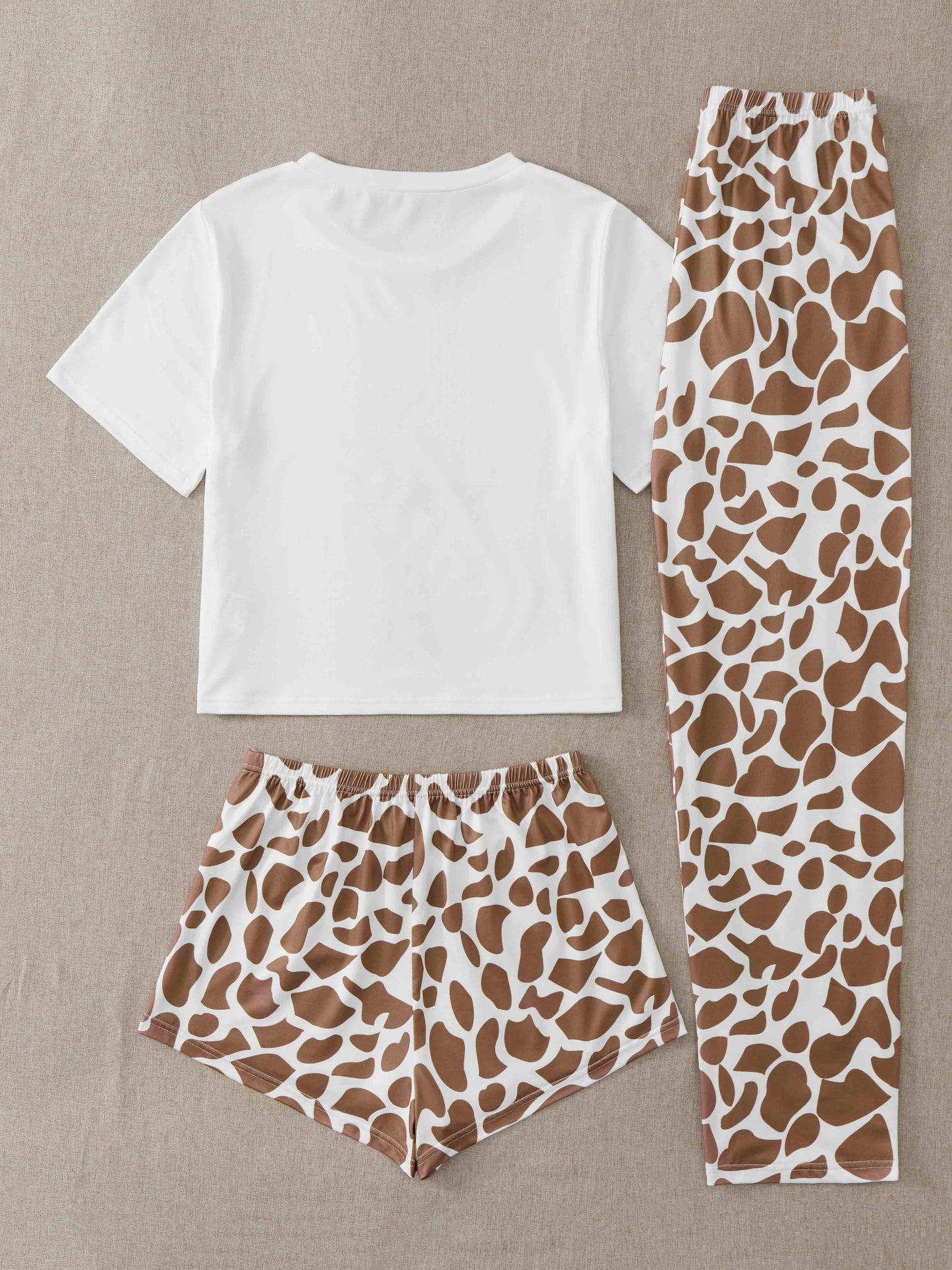 Set de pijama de estampado de jirafas de 3pcs