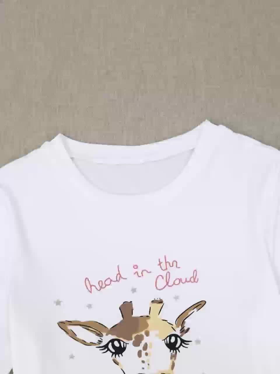 Set de pijama de estampado de jirafas de 3pcs