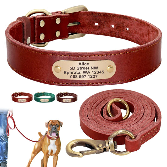 Collar de cuero personalizado para perro