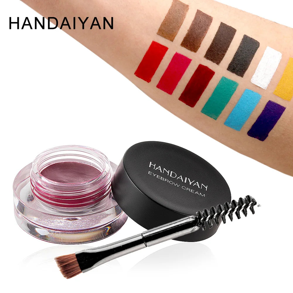 HANDAIYAN, 12 colores, crema para cejas resistente al agua, delineador de ojos profesional